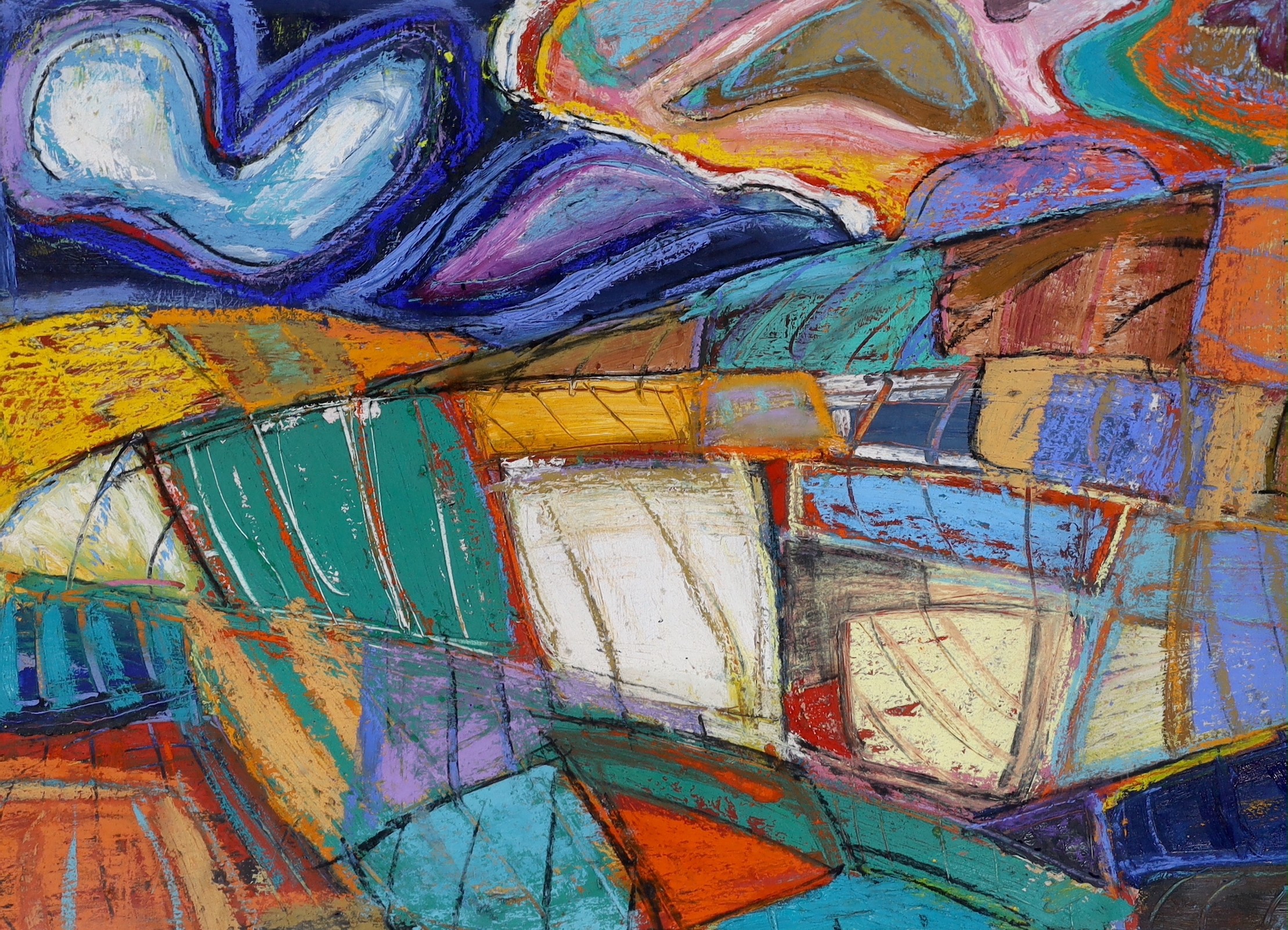 20th century English school, mixed media on paper, Untitled abstract, signed and dated '06, 56 x 76cm